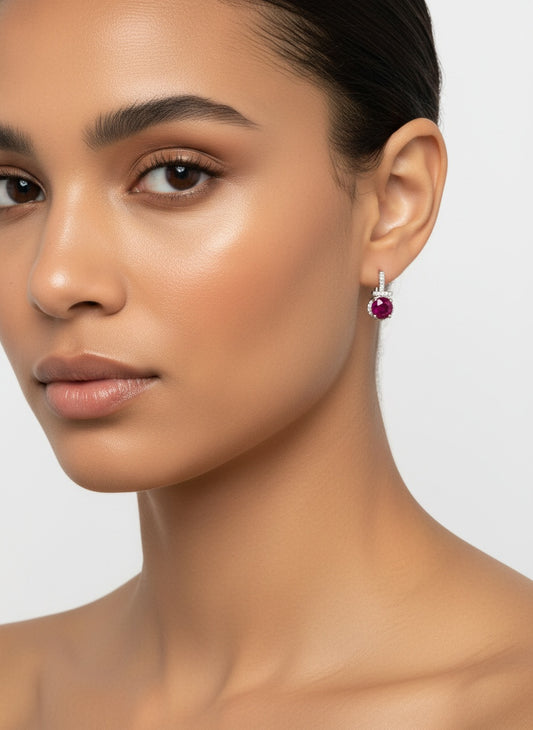 Classic Round Ruby Earrings - House Of B