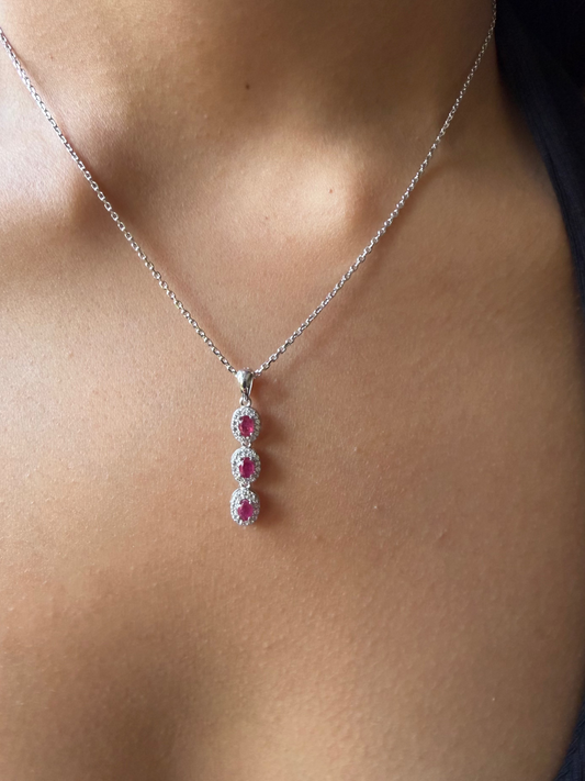 Ruby Dangling Pendant — Pure Elegance in 925 Sterling Silver