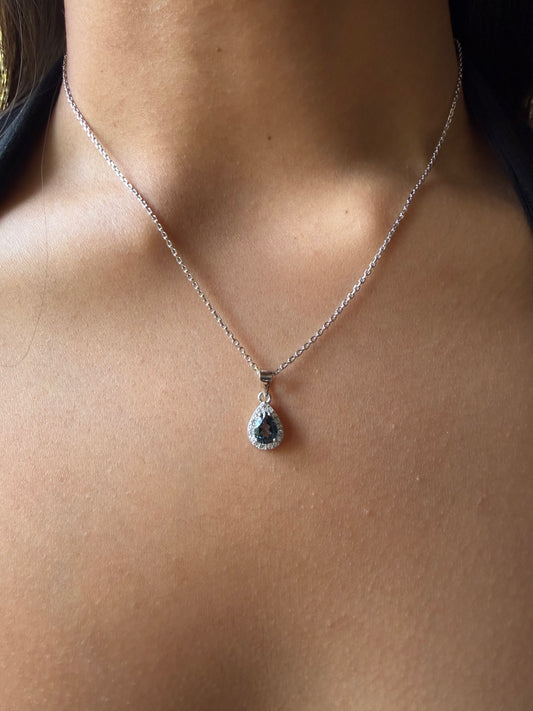Turquoise Drop Pendant — Sterling Silver Necklace with Calming Blue-Green Turquoise