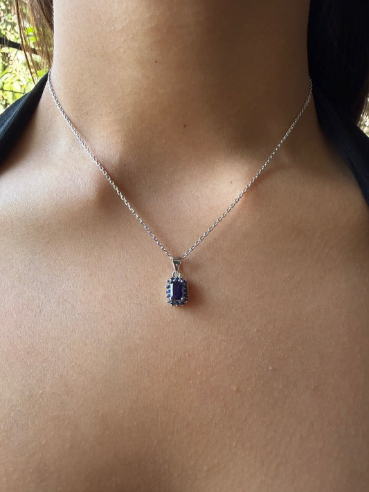 Angara Drop Pendant — Sterling Silver Necklace with Royal Blue Gemstone