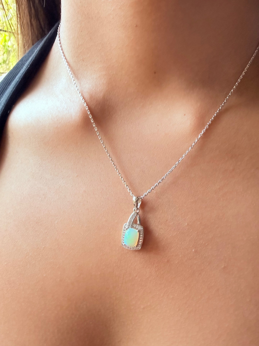 Ice Yellow Rectangle Pendant — Sterling Silver Necklace with Vibrant Yellow Gemstone