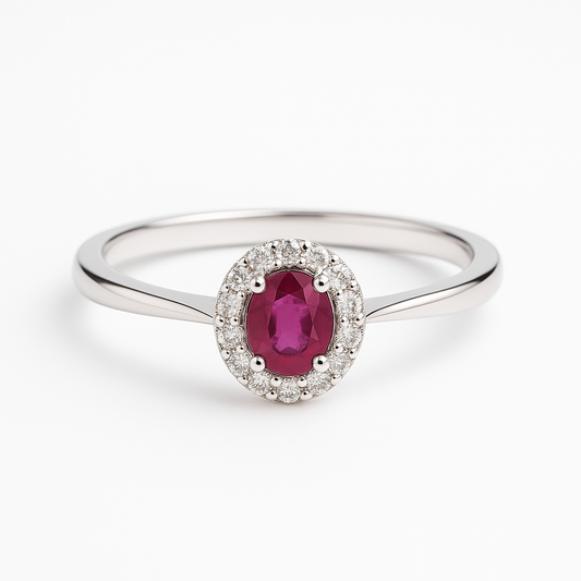 Bottom angle of Ruby Oval Ring House Of B India