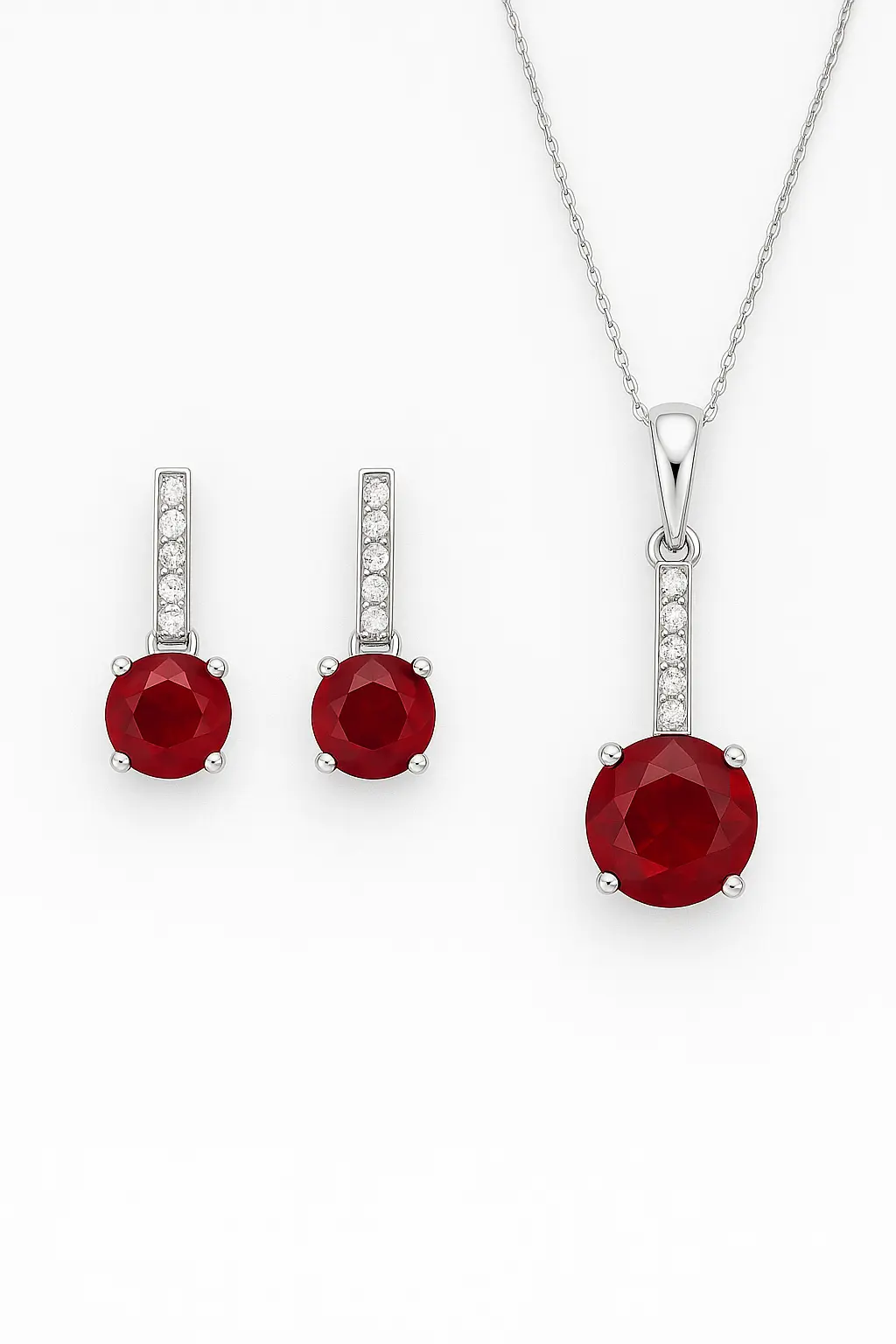 Classic Round Ruby Pendant Set - House Of B