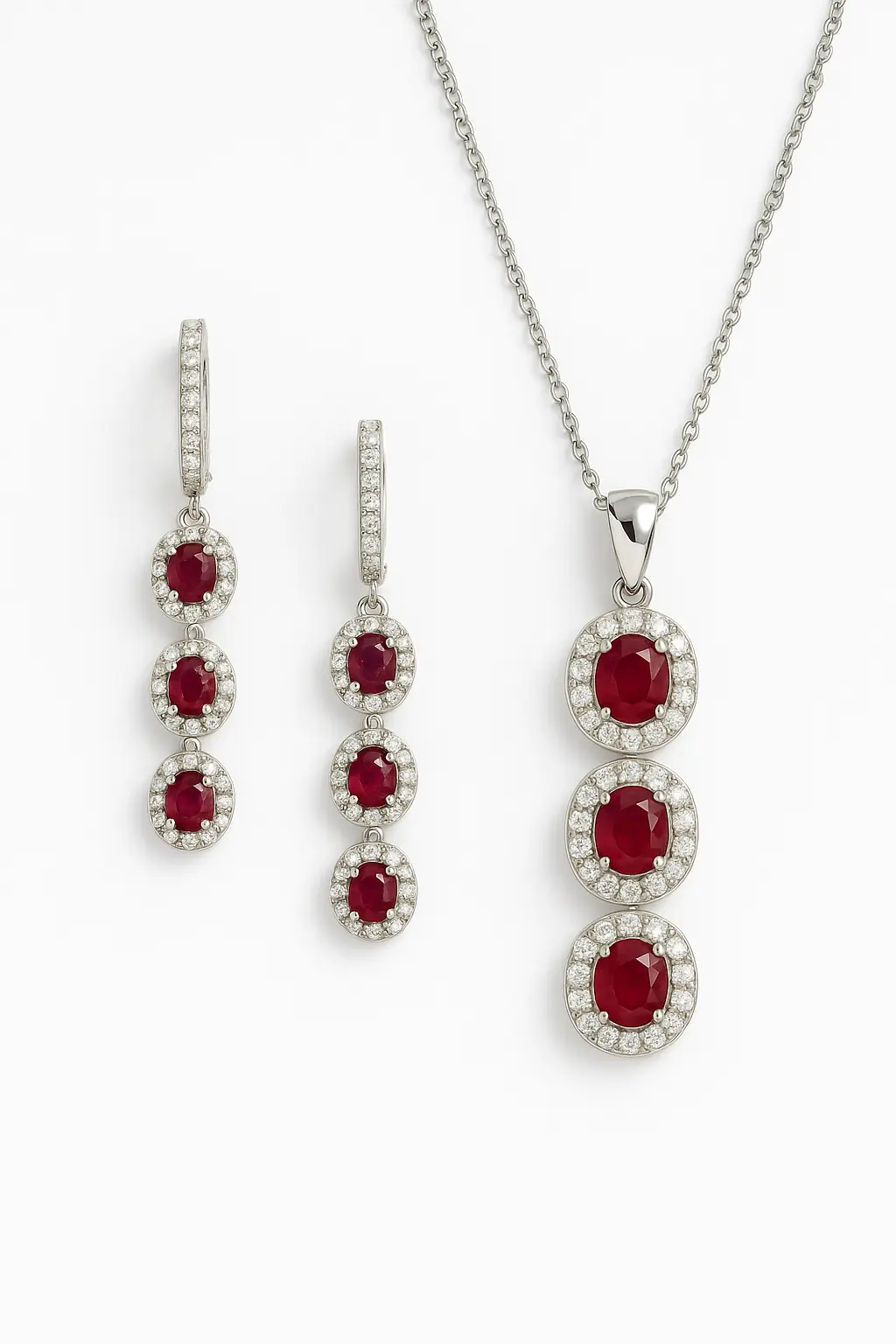Ruby Dangling Pendant Set - House Of B