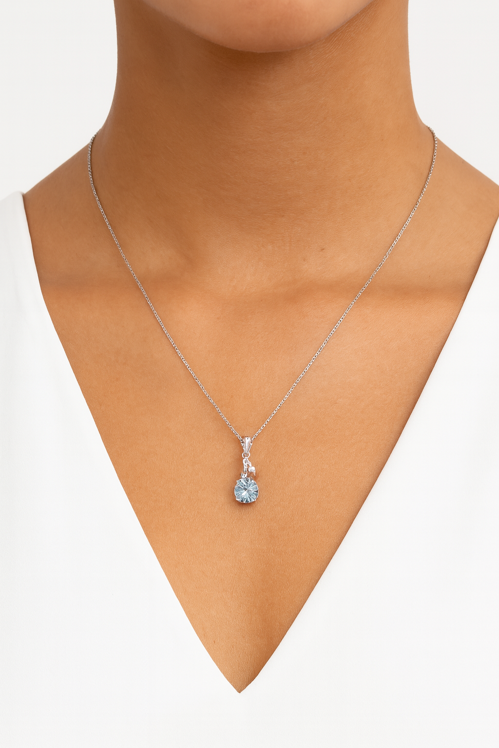 Blue Drop Pendant Set — Sterling Silver Necklace & Earrings with Luminous Blue Drops