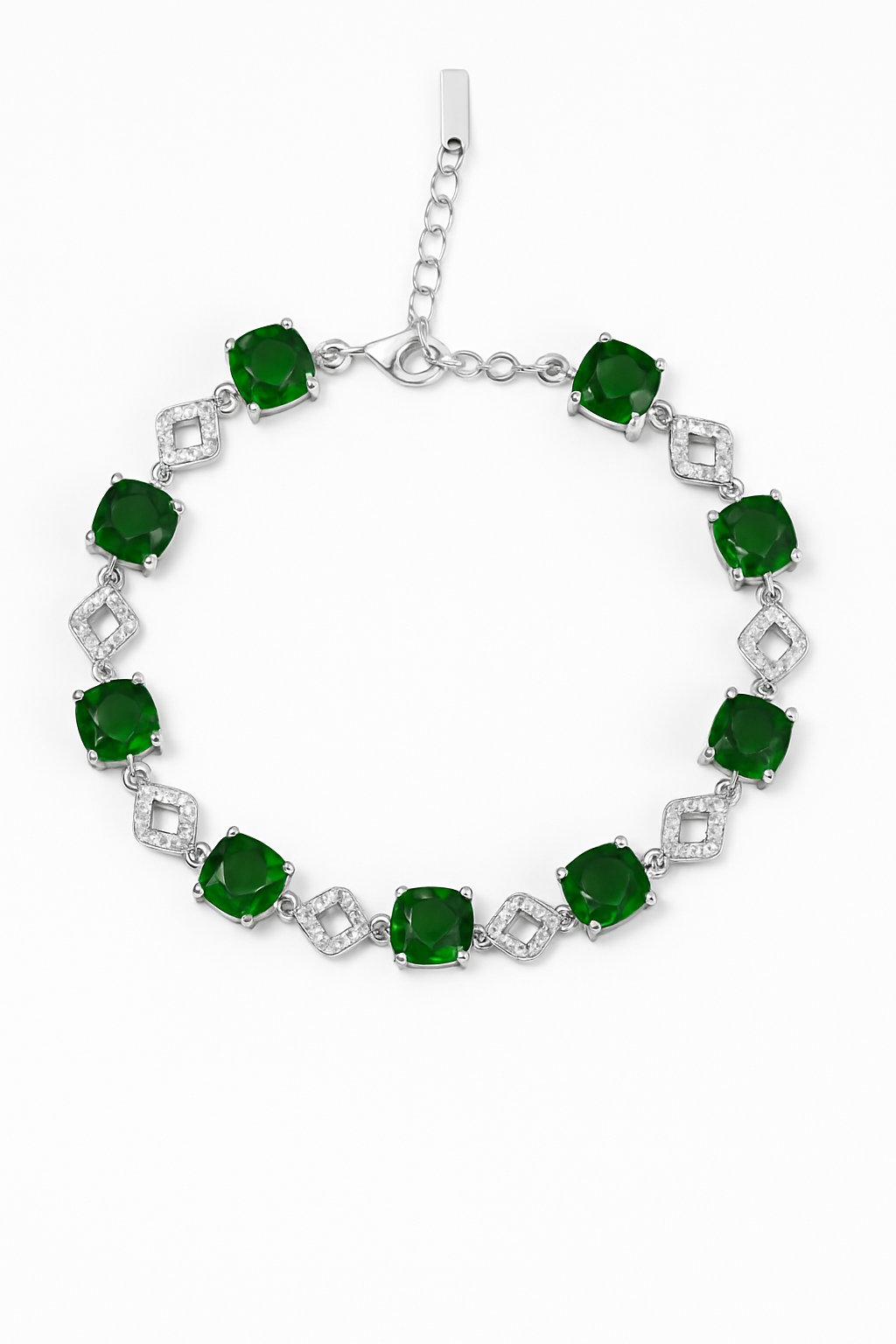 Rapulza Emerald Diamond Square Bracelet