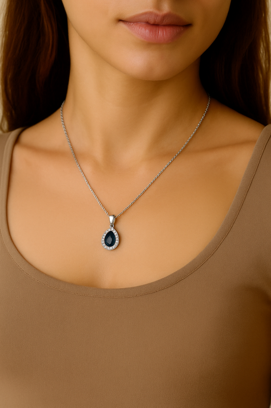 Turquoise Silver Drop Pendant Set