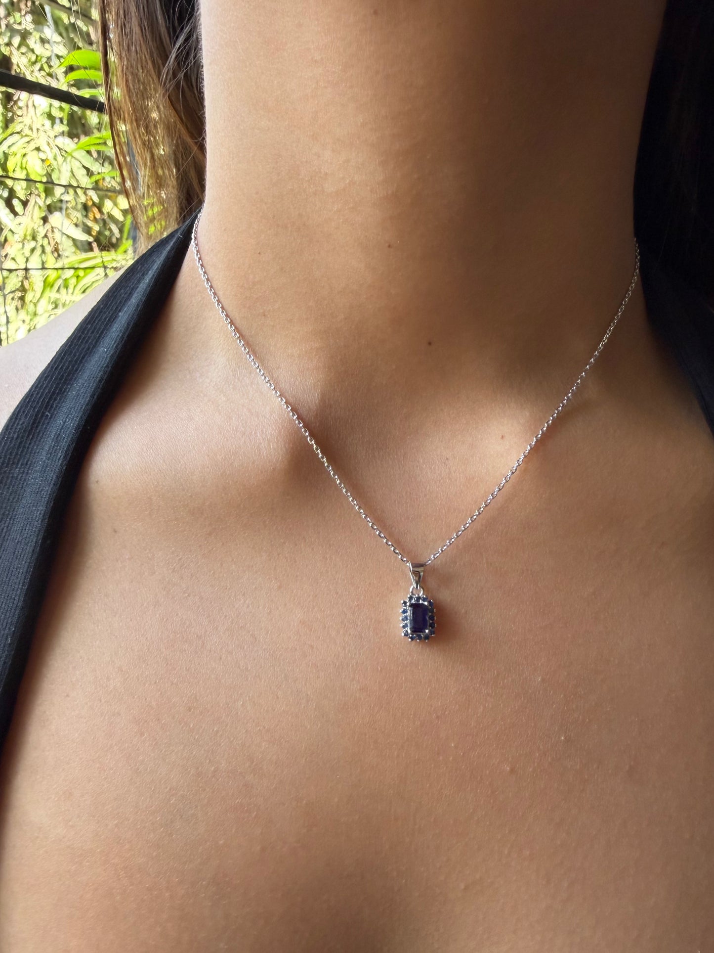 Angara Drop Pendant — Sterling Silver Necklace with Royal Blue Gemstone