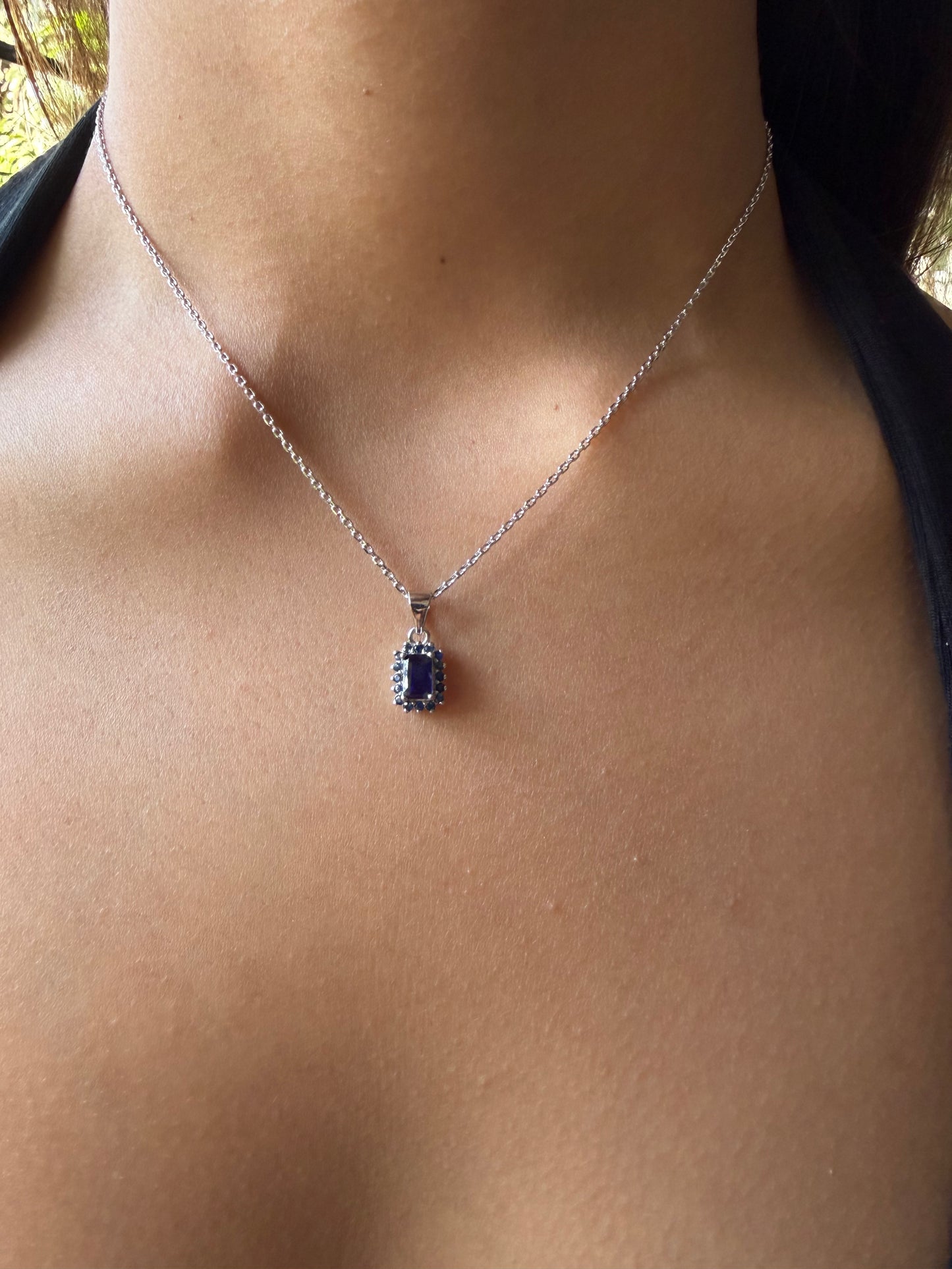Angara Drop Pendant — Sterling Silver Necklace with Royal Blue Gemstone