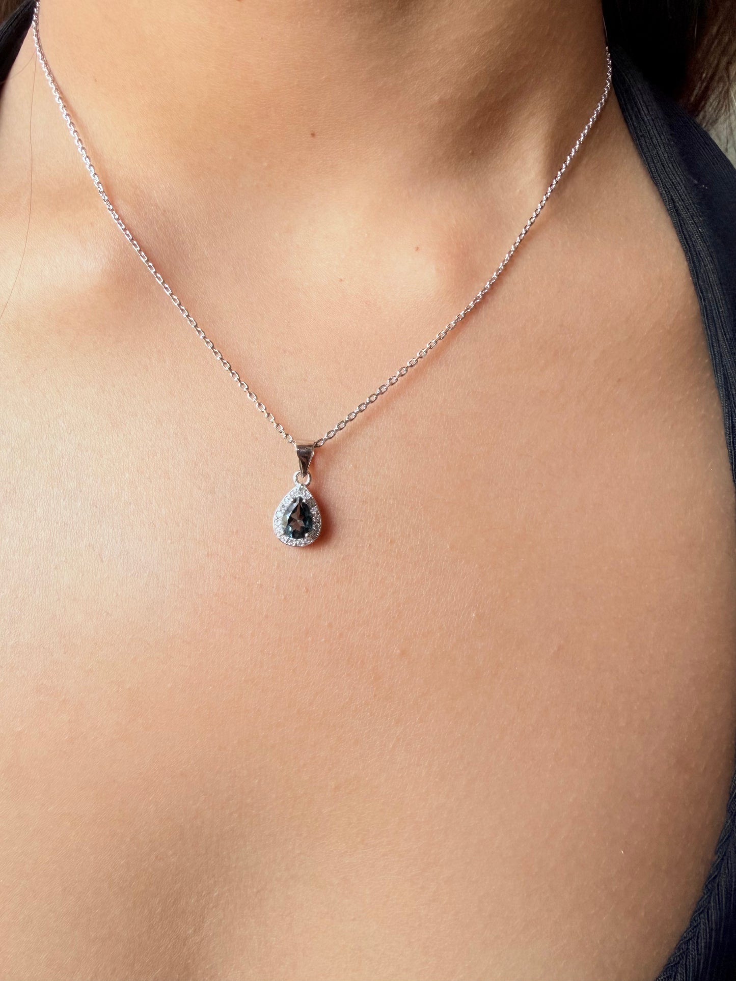 Turquoise Drop Pendant — Sterling Silver Necklace with Calming Blue-Green Turquoise